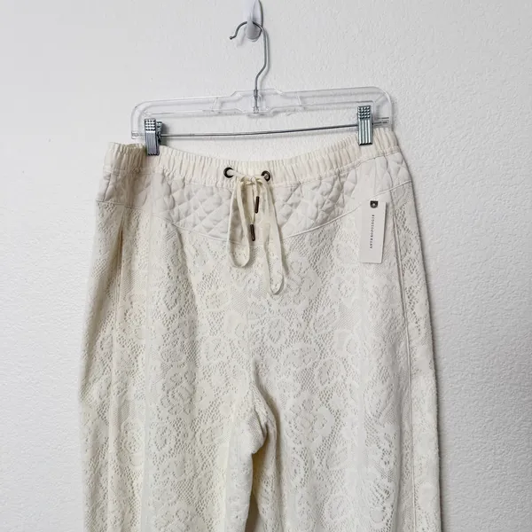 [Anthropologie] Saturday Sunday Cream Quilted Lace Jogger Pants NWT Sz Medium M - Image 4