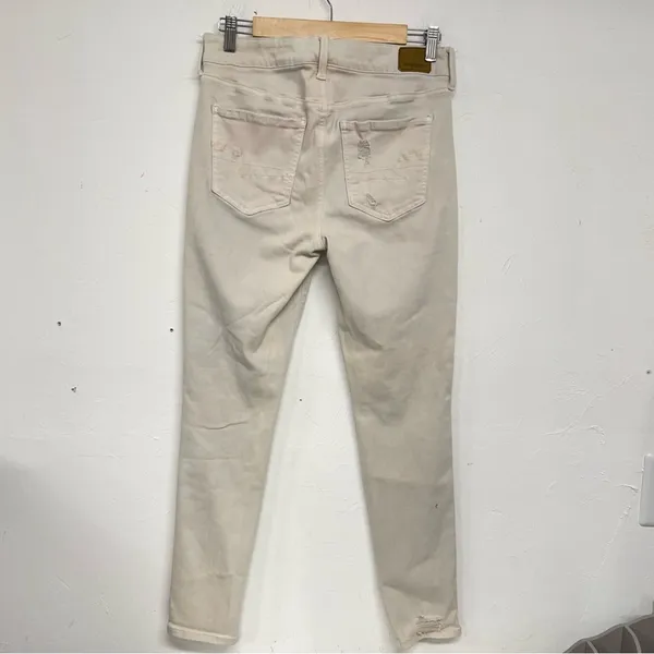 American Eagle Tan Distressed Skinny High Rise Jeans Womens 10 Denim Zip Fly - Image 13