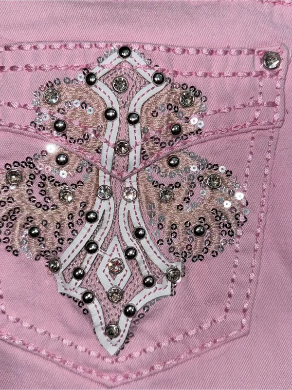 High-Rise Pink Wide-Leg Jeans for Women - Image 9