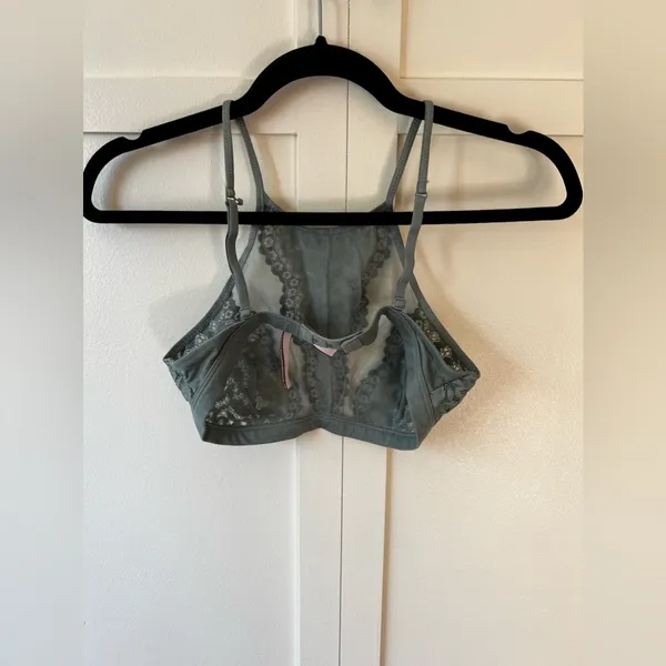 Victoria’s Secret High‎ Neck Lace Embroidered Mesh Cano Spaghetti Strap Bra Sz S - Image 11