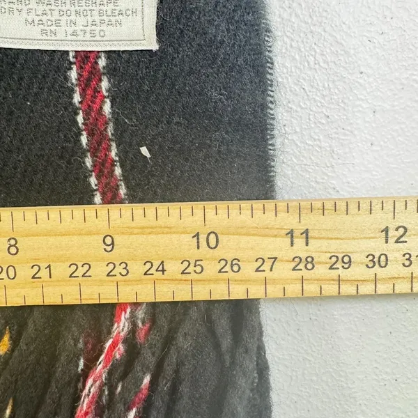 VTG Hunters Run Scarf Black‎ Acrylic Multi Stripe Fringe Made in Japan - Image 3