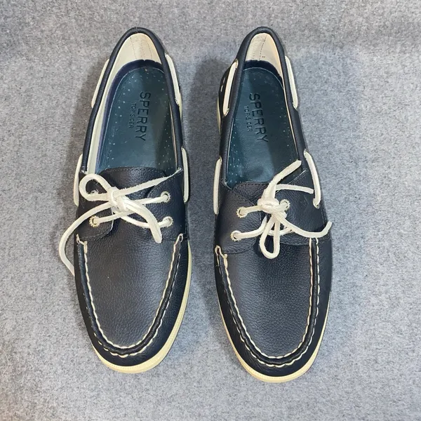 Sperry Top Sider Boat Deck Shoes Womens 9.5 M Blue Green Canvas Upper Leather - Image 3