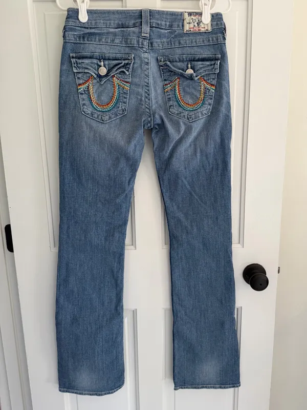 True Religion World Tour‎ Rainbow Stitch Bootcut Jeans 28 Y2K - Image 5