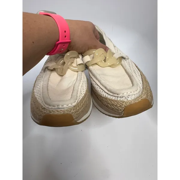 Dolce Vita Platform Loafers Womens 7 Cream Good Chain Espadrille Wedge Slip On - Image 4