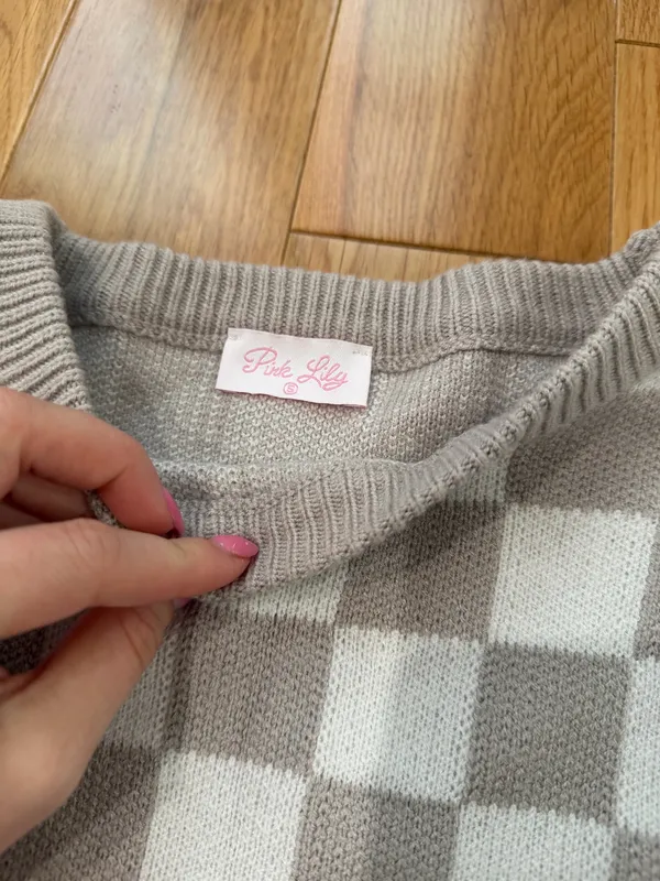 Pink Lily Checkered Sweater Knit Set - Image 4