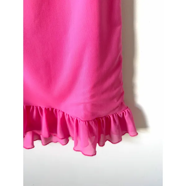 Hello Molly Tie Back Open Back Ruffle Mini Dress Pink Size Small - Image 6