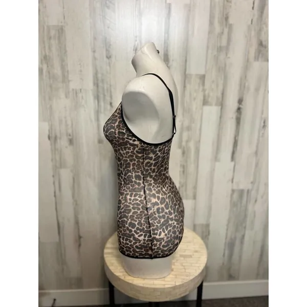 Leopard Mesh Slip Dress Women’s Size L – Sheer Stretch Cami Mini Dress - Image 2