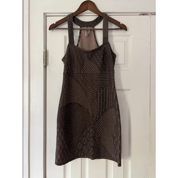 Free People Brown Geometric‎ Textured Racerback Mini Dress XS TP Sleeveless Boho - Image 2