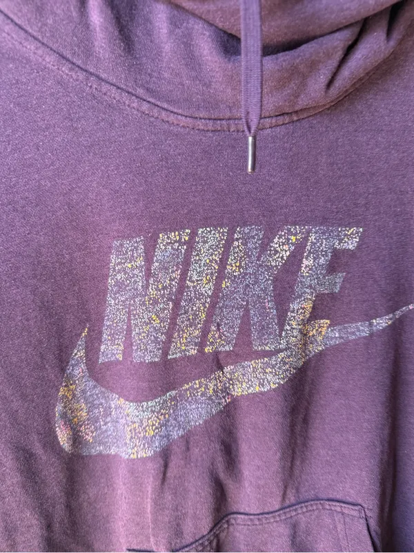 Nike Women’s Purple Funnel Neck Hoodie Sweatshirt Small Pullover Graphic - Image 2