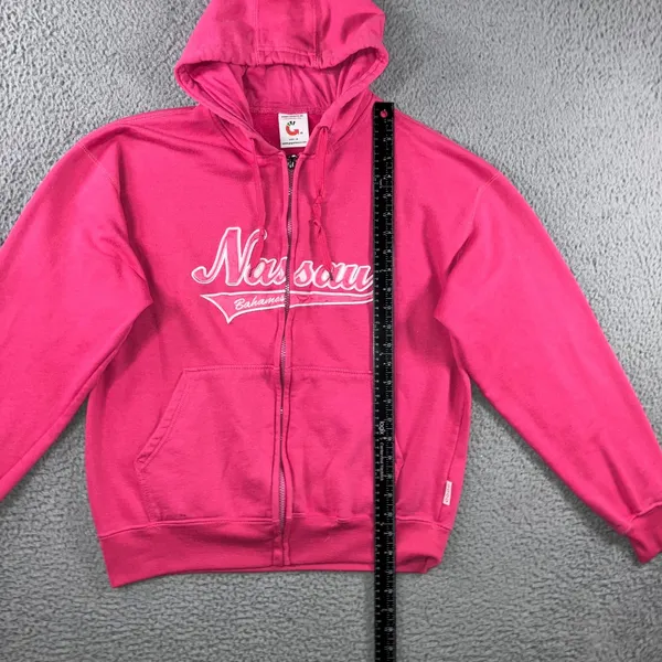 Y2k Retro Nassau‎ Bahamas Zip Up Hoodie Women M Pink Graphic Fleece Sweatshirt - Image 5