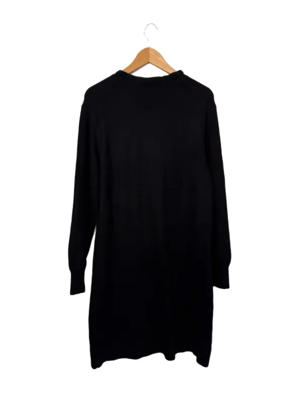 J.Crew Ruffle Neck Sweater Dress Womens Large Soft Knit Long Sleeve CP557 Black - Image 6