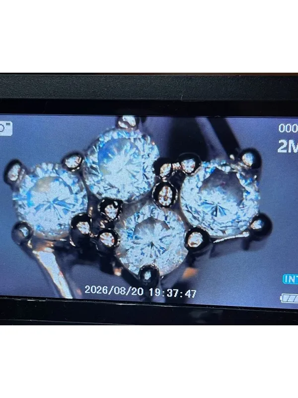 Vintage 1980s Korea Gold-Tone Bypass Cluster Ring Round Faux Diamonds Size 7.5 - Image 6