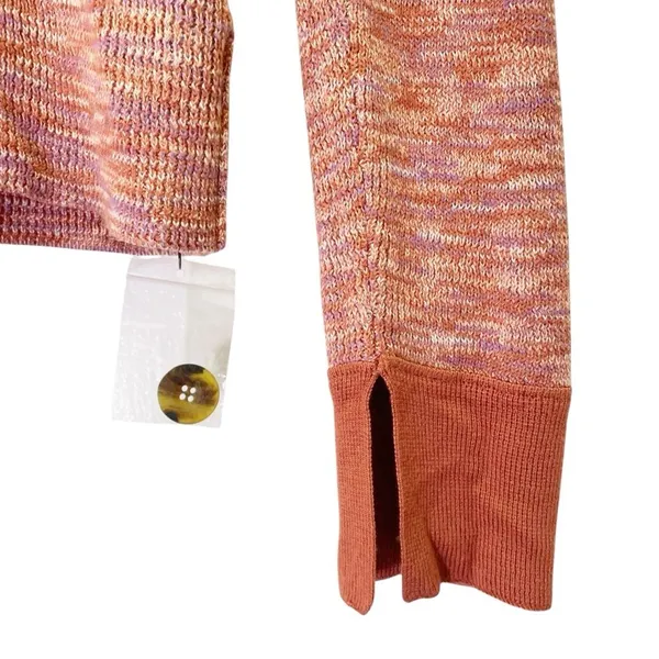 NWT Free People Making Memories Cropped Henley Sweater Size Medium Terra Cotta - Image 9