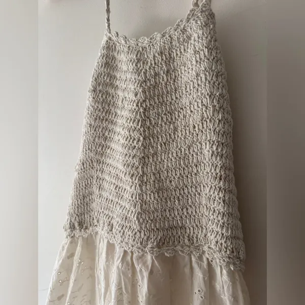 ASOS‎ Cream Crochet Halter Mini Beachy Mini Dress Eyelet Details - Image 3