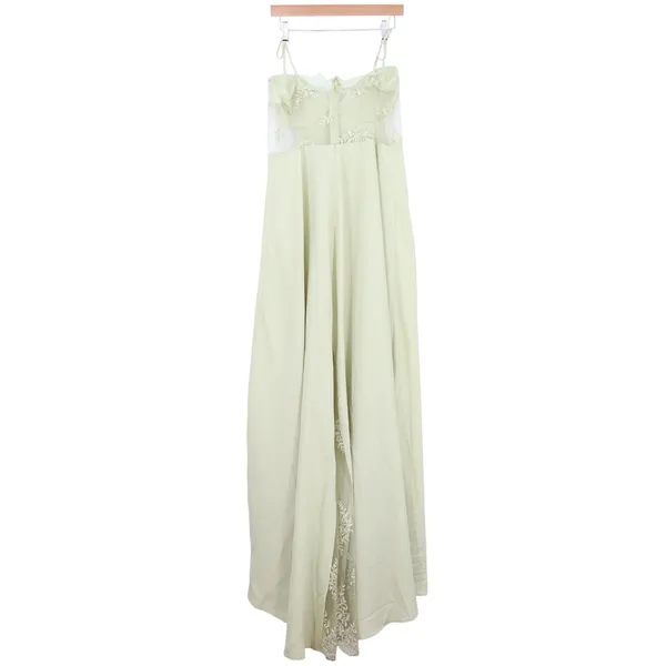 Boohoo Occasion Sage Green Contrast Lace Corset Maxi Dress Size 12 - Image 6