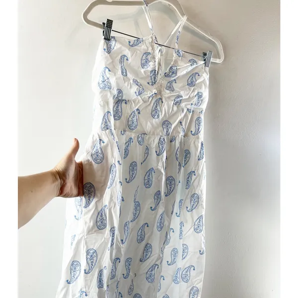 Universal Threads Halter Neck Maxi Dress White Light Blue Paisley Large - Image 7