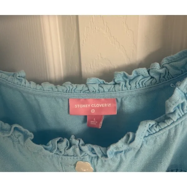 Stoney Clover Lane Button Down Dress Size Large Turquoise Blue - Image 5