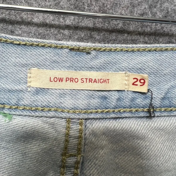 Levi's Low Pro Straight Jeans 29 Light‎ Wash Distressed Ripped Knee Y2K Style - Image 7