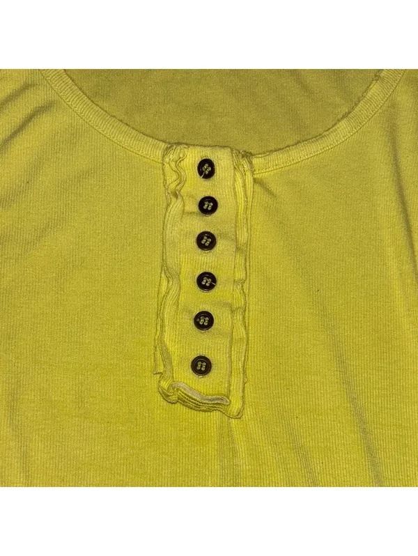 POL Yellow Sleeveless Bodysuit with Button Detail snap close minimal basic - Image 3