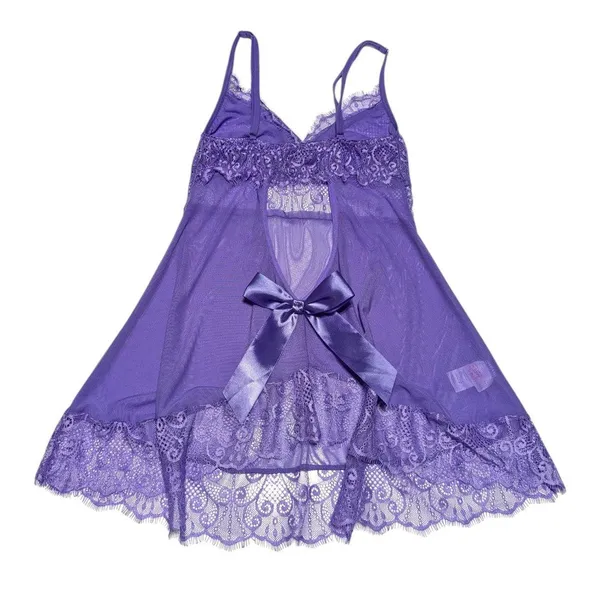 Shirley Of Hollywood Lace Emmy Babydoll Slip Chemise Lingerie Lilac Purple Sexy - Image 2