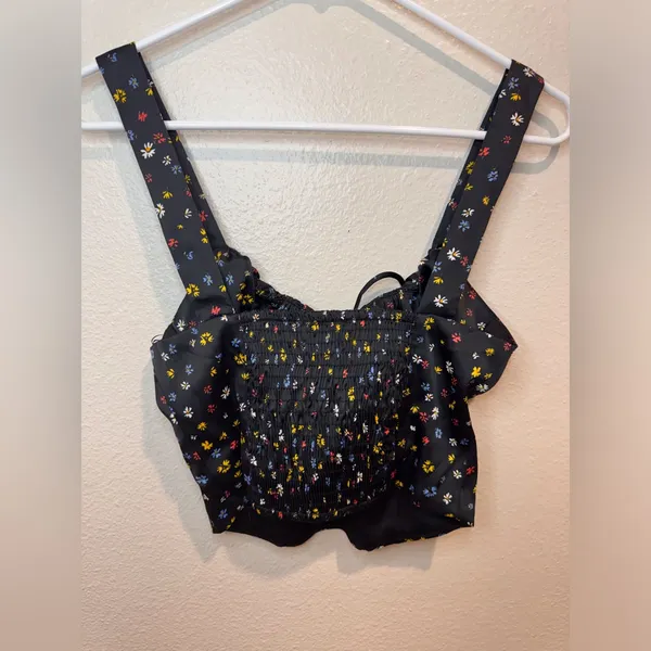 Bershka‎ Women’s Black Floral Corset Top Size S - Image 5