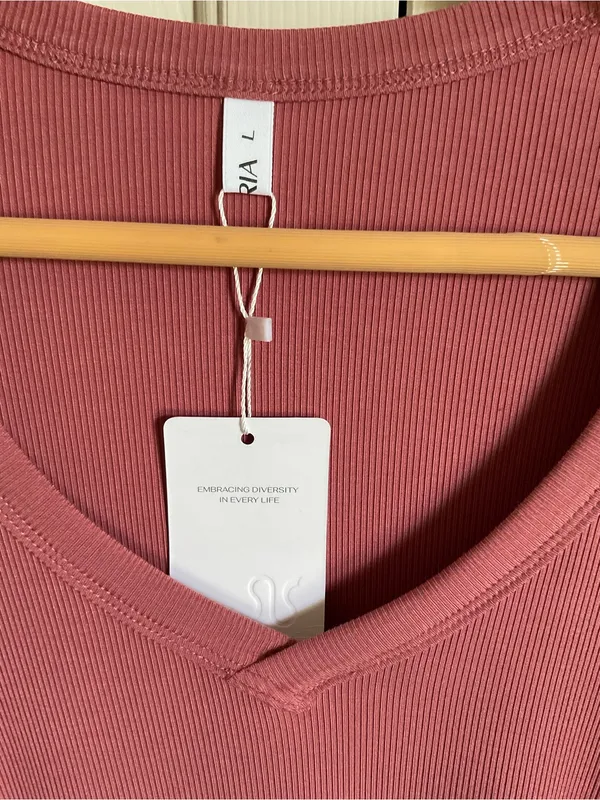 Rose V-Neck Rib Knit Long‎ Sleeve Top - Image 2