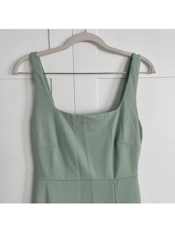 Birdy Grey Alex Crepe Sage Green Square Neck Bridesmaid Maxi Dress Gown Small - Image 8