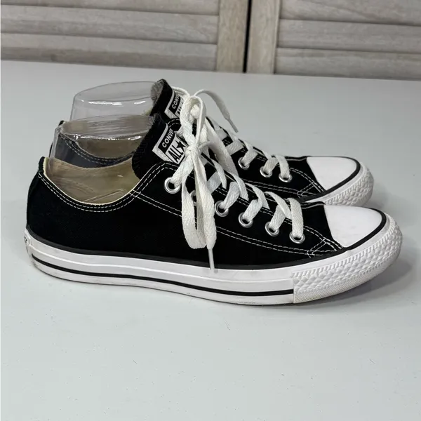 CONVERSE Chuck Taylor All Star Low Top Sneakers Black/White-W8/M6 - Image 2