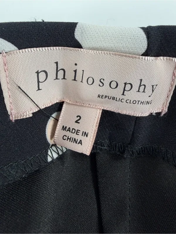 Philosophy Polka Dot Pencil Midi Skirt Black Blush Career Stretch Size 2 - Image 3