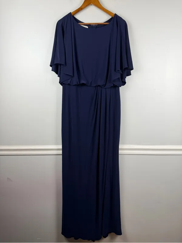 Anthropologie BHLDN Lena Jersey Flutter Sleeve Formal Maxi Dress Navy Size 14 - Image 3