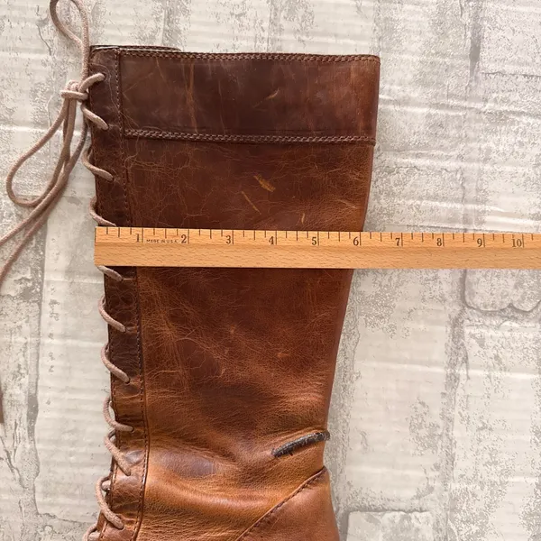 VTG Frye Villager Distressed Brown Leather Lace Up Heeled Boots Victorian Goth 9 - Image 7