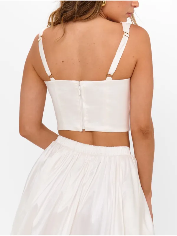 Show Me Your Mumu Vivianna Crop Top Size Small S White Taffeta NWOT corset - Image 4