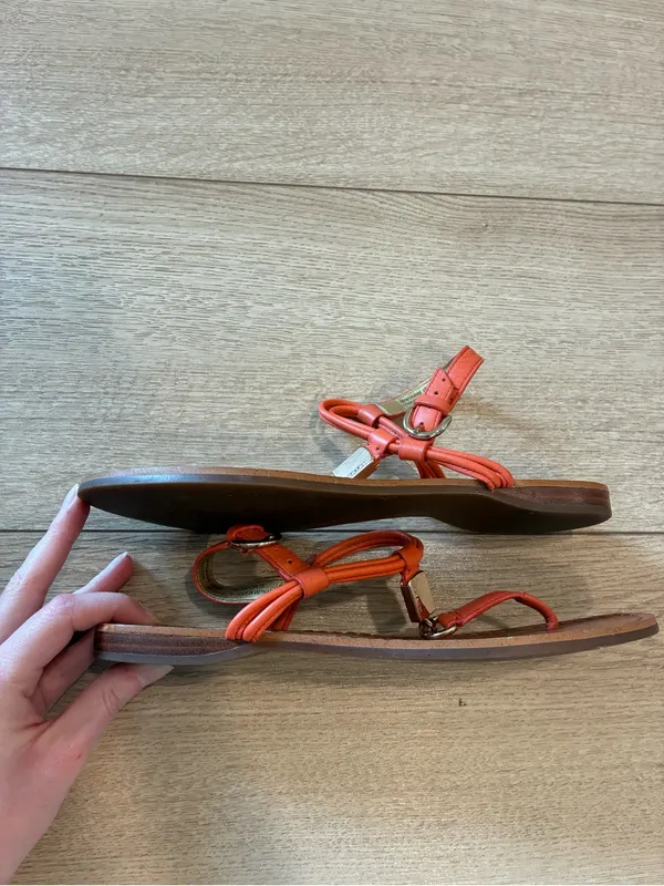 Coach Women’s Charleen Orange Thong Sandal Leather Size 6 - Image 2