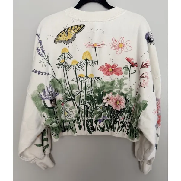 Free People Gaia Sweatshirt Floral Combo Women's Size XS - Image 2