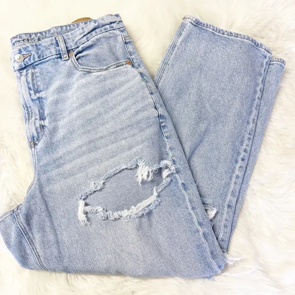 American Eagle Curvy 90s Straight Jeans Size 18 Regular Distressed Stretch - Image 5
