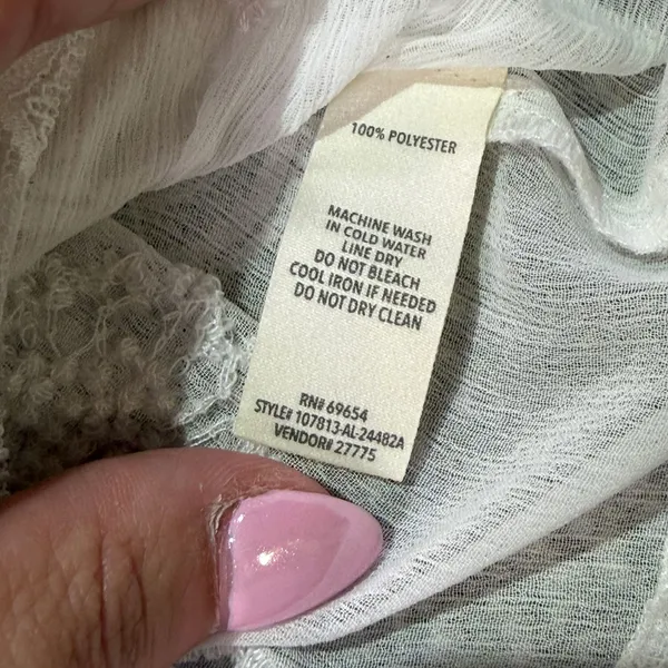 Willow + Root White Lace Flutter Peplum Blouse Sheer Boho Top Medium  167 - Image 5