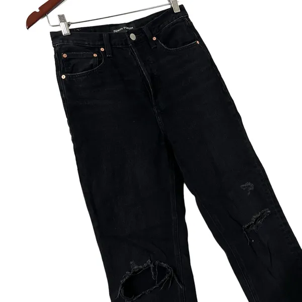 ARITZIA Denim Forum The Bonet High Rise Loose Black Ripped Destroyed Jeans - Image 7