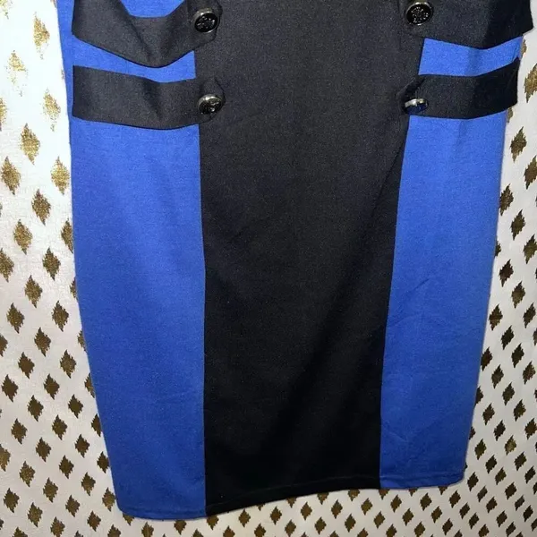 Bordeaux Formal dress mini dress blue and black block skirt size M - Image 4