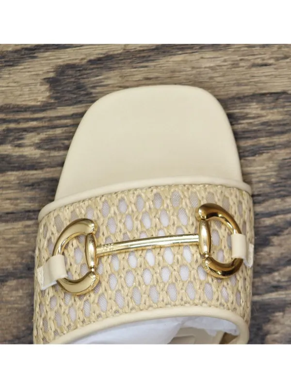 NWT Jones New York Heel Square Toe Horsebit Hardware Mesh Sandals Tan Brown 6M - Image 14