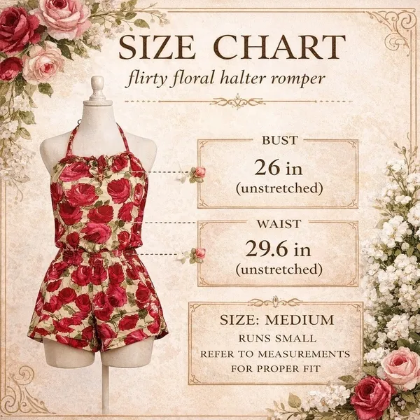 Abercrombie‎ & Fitch Floral Halter Romper Women M Pink Red Rose Pockets - Image 11