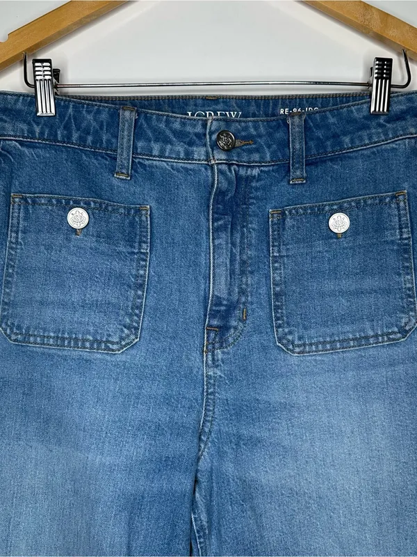 J.Crew 96 Denim High Rise Sailor Wide Leg Trouser Jeans Size 28 Tall - Image 7
