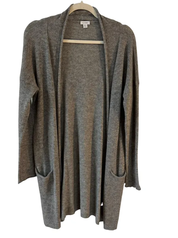 Cuyana Single Origin Cashmere Long Cardigan Gray Size M/L - Image 8
