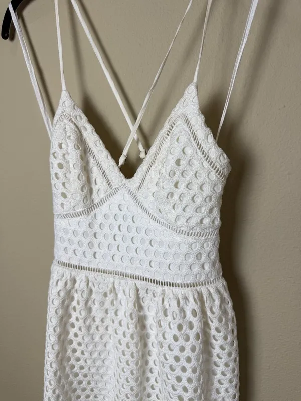 Abercrombie & Fitch Eyelet Lace White Sundress Dress Size XS - Image 5