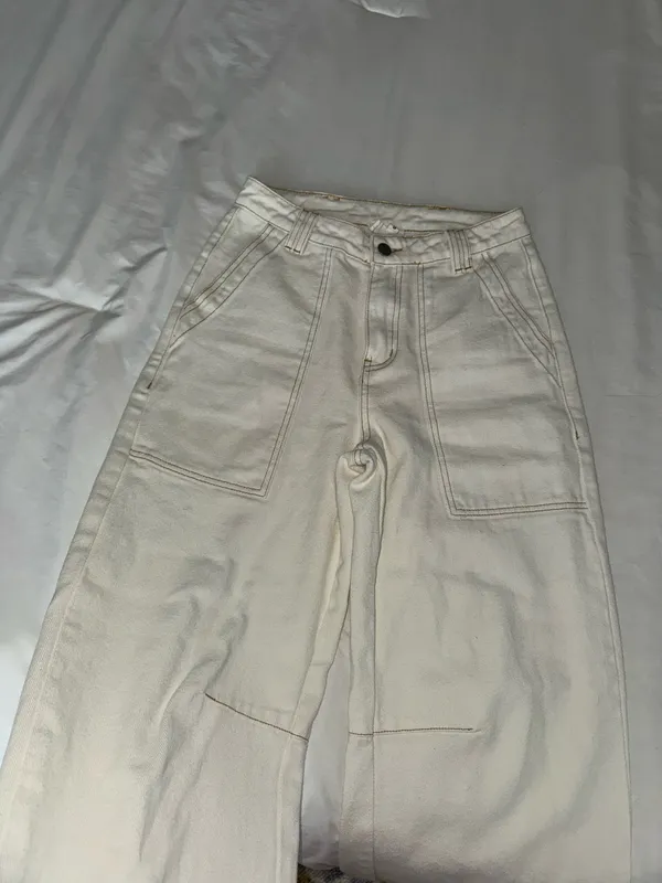 Relaxed Fit Wide Leg Pant White - Image 5