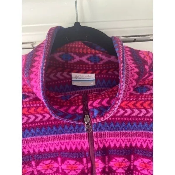 Columbia Fleece Women's Cowl Neck Geometric Print Pullover‎ - Size XL- EUC - Image 4