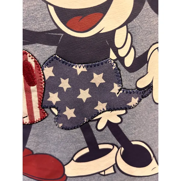 Disney Parks Mickey Minnie Americana Cowl Neck Hoodie Blue Womens L USA Flag‎ - Image 3