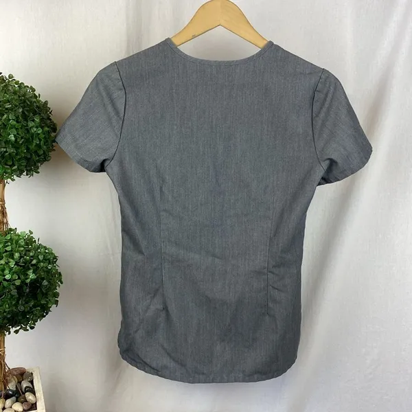 Figs Set 2 Gray Short Sleeve Medical Scrub Tops XXS - Image 5