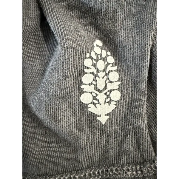 Free People Distressed V Neck Long Sleeve Cotton Top Charcoal‎ Gray Size S - Image 7