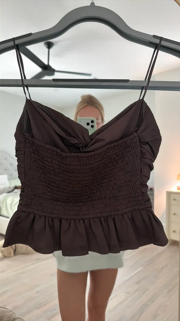 Brown strapless top - Image 2