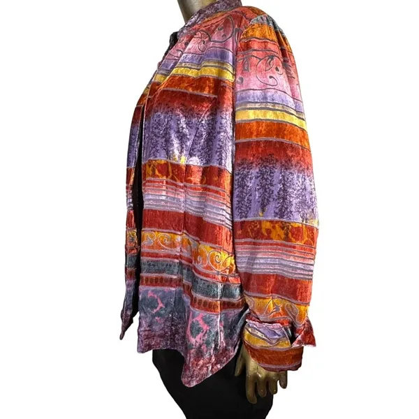 Vintage Coldwater Creek Jacket Women's Velour Western Hippie Boho 90s Large - Image 4